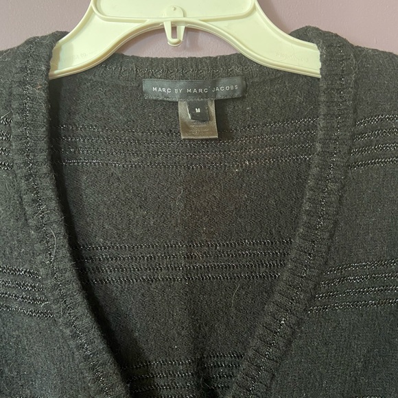 MARC JACOBS BLACK WOOL CROPPED CARDIGAN - Picture 2 of 3
